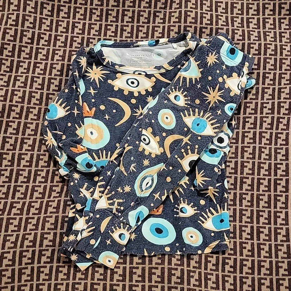 RARE Posh Peanut Fiona pajamas 2 piece blue eye nazar evil eye blue gold 12-18 m